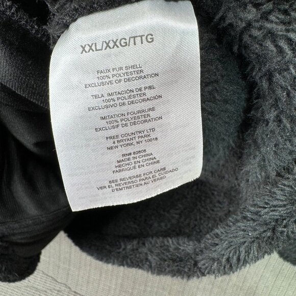 Free Country Womans Size XXL Plush Faux Fur Zip-Up Jacket - Black Polyester - Picture 4 of 10